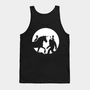 Alien Riding Unicorn Funny Sasquatch Aliens Tank Top